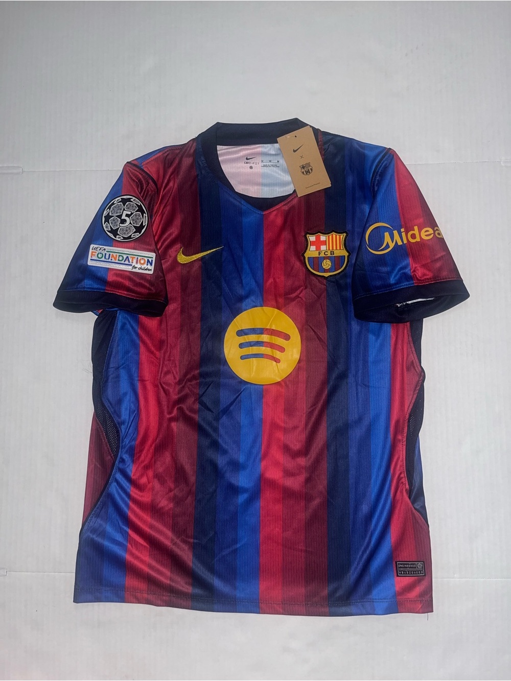 Raphinha #11 Barcelona Home Jersey UCL Patches Size M